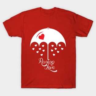 Raining love Red white umbrella T-Shirt